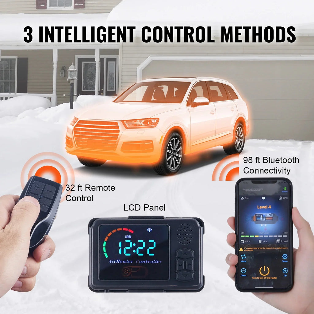 SKYSHALO 8kW Diesel Air Heater, Bluetooth App Controlled All-in-One Diesel Heater with Auto Height Adjustment, Remote Control and LCD, Portable Parking Heater for Home RV Trailer Camper Van craft
