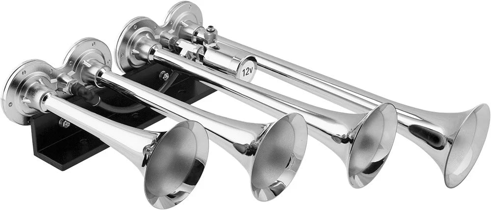 Fits Vehicles like Pickup/Jeep/SUV VXO8330APRO/4124XC. Super Loud dB. Complete Onboard System- 200psi Air Compressor, 3 Gallon Aluminum Tank, 4 Trumpets. Vixen Horns Train Horn Kit for Trucks/Car/Semi