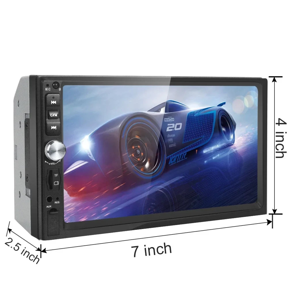 2 Din 7 Inch Touch Screen Car Stereo Radio with Android Auto Car MP5 Player Bluetooth Mirror Link FM USB, with 4 LED Rear View Camera