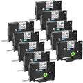 GREENCYCLE 10PK suitable for Brother P-touch 12mm x 8m Black on Clear TZ TZe TZe-FX131 TZ-FX131 TZe-131 TZ-131 Flexible ID Cable Wire Label Tape