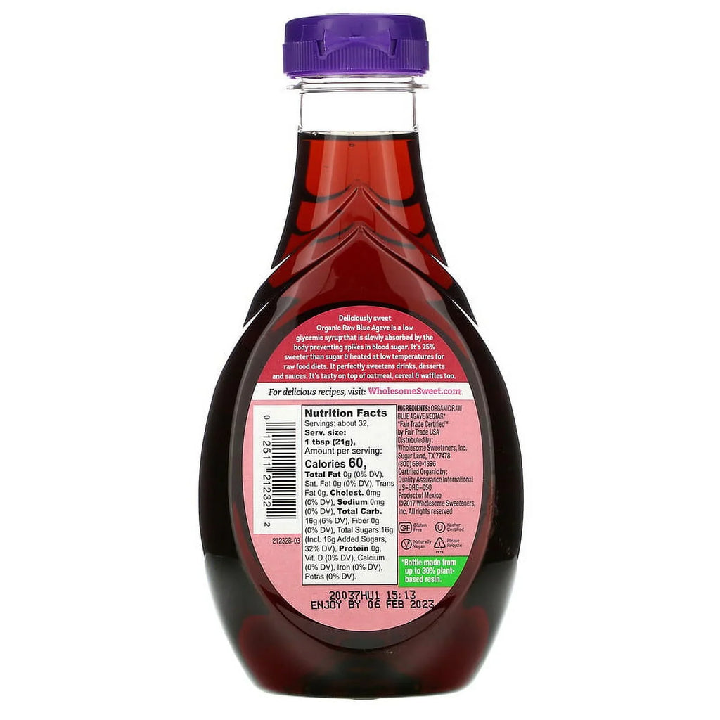 Wholesome Sweeteners Live Sweetly Organic Raw Blue Agave 23.5 fl oz Pack of 4