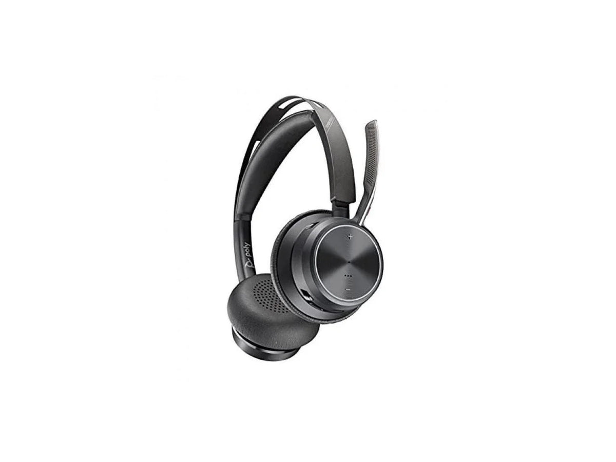 Poly Voyager Focus 2-M  Teams Certified With Charge Stand Headset - Google Assistant, Siri - Stereo - USB Type C - Wired/Wireless - Bluetooth - 298.6 ft - 20 Hz - 20 kHz - On-ear - Binaura...