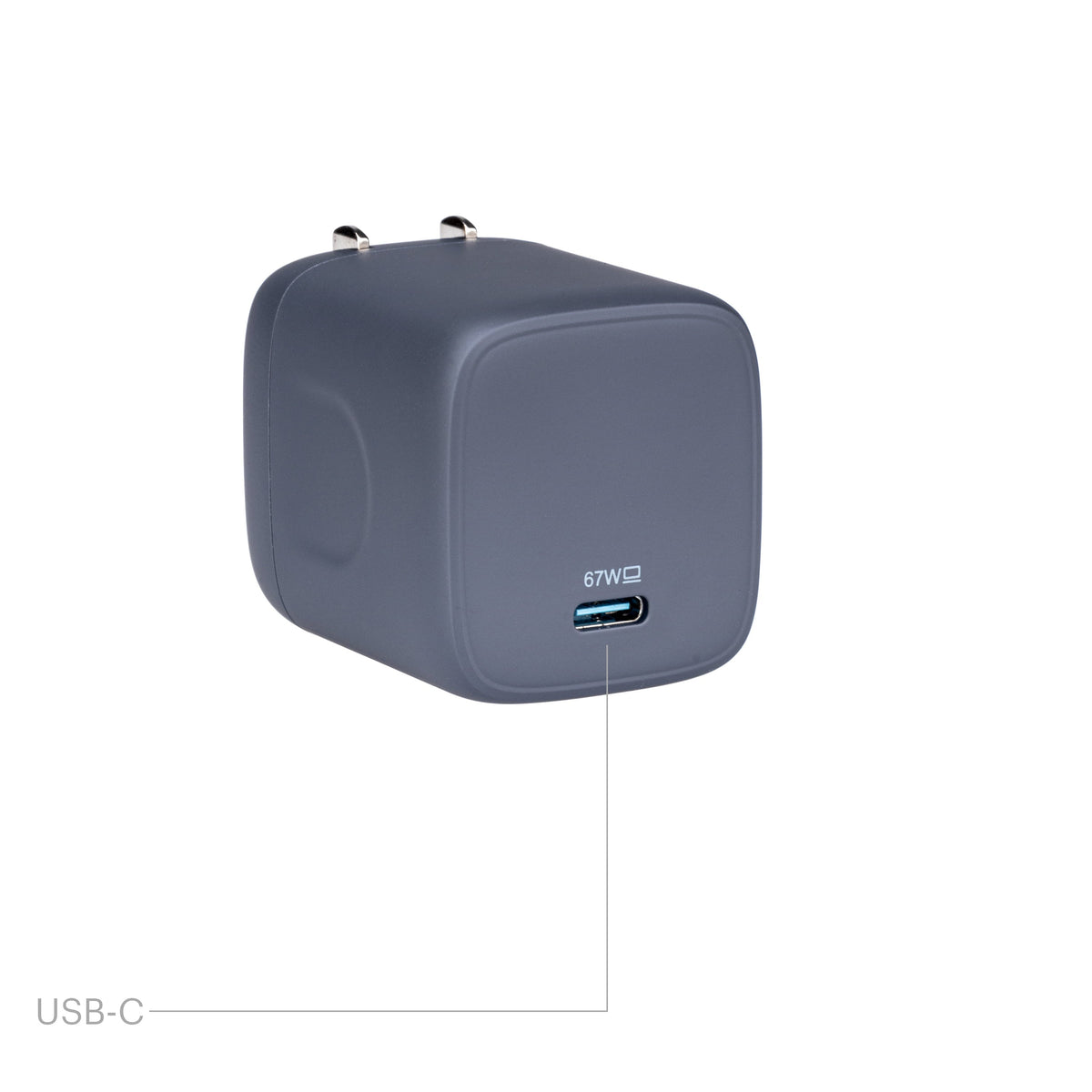GAN 67W Laptop Charger with 1 USB-C Port, suitable for ,,,,,,Grey. onn