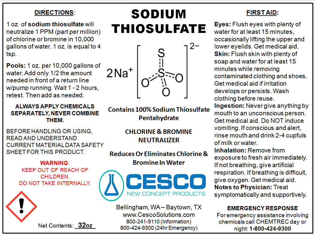 Pool Dechlorinator Sodium Thiosulfate Pentahydrate 15 lbs by Cesco Solutions - Premium Chlorine Neutralizer for Pools, Aquarium, Pond - Technical-Grade Chlorine Remover for Hot Tubs - Bulk Package