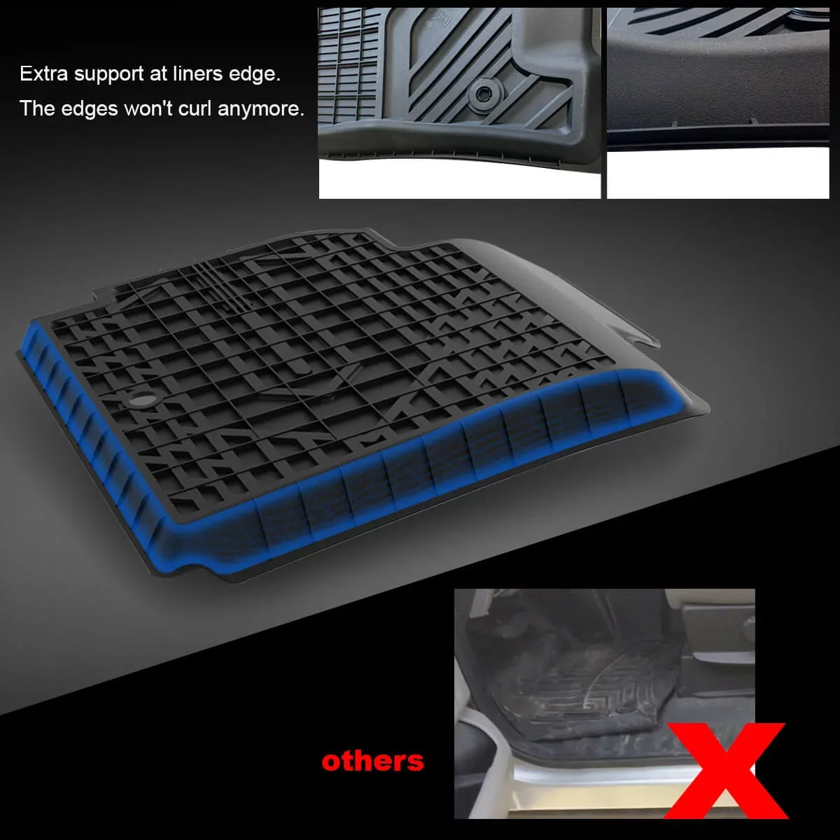 LASFIT Floor Mats for 2015-2021 Jeep Cherokee(Don't Fit Grand CHEROKEE), All elements Fit TPE Floor Liners Set, 1st and 2nd Row, Black