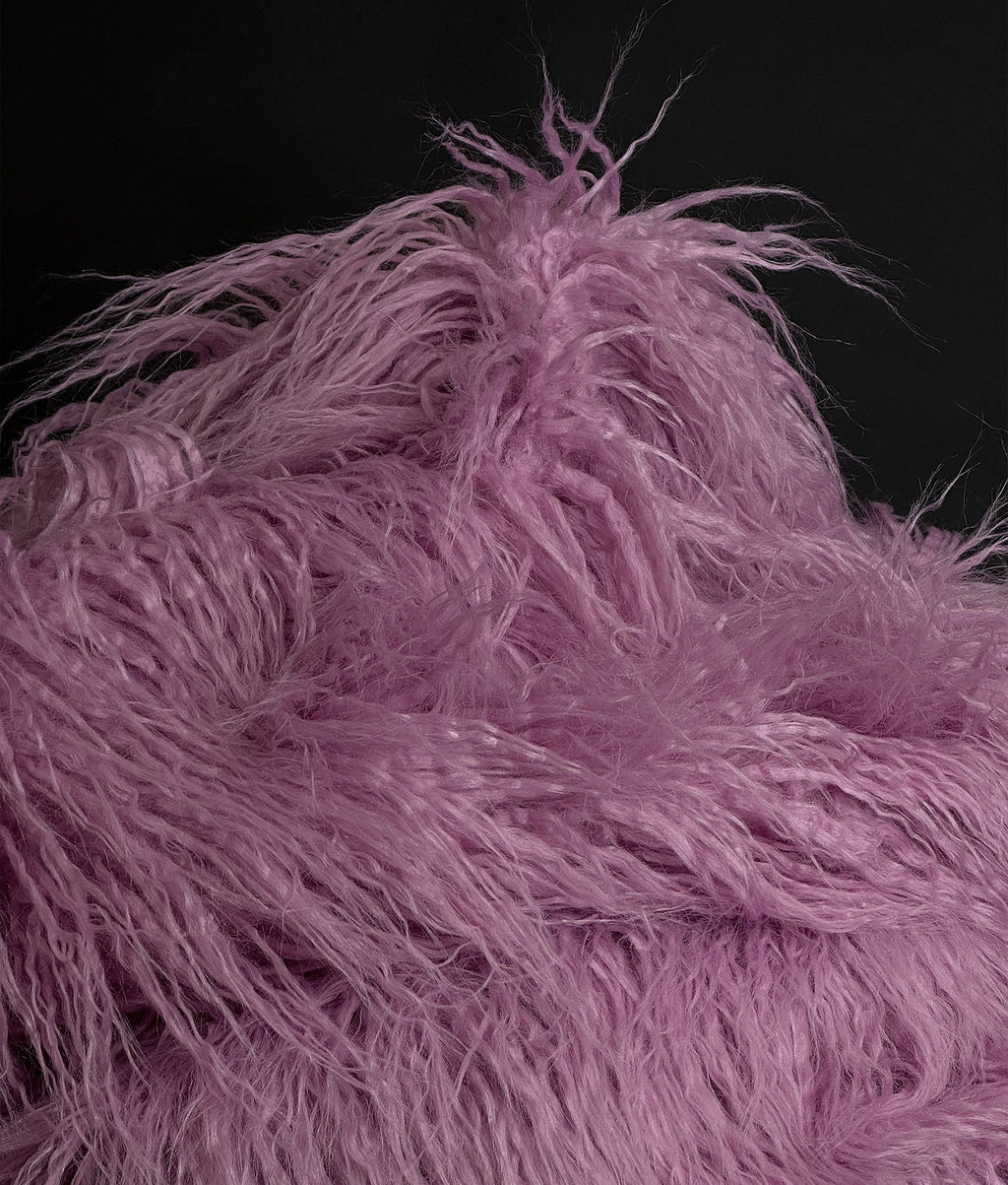 Faux Fake CURLY Yak FUR 3.5" LONG Pile Japanese Fire Retardant Yarn 2.3oz Per Yard / Craft, Sewing Cosplay 58" Wide Sold by Continuous Yard (Dusty Rose)