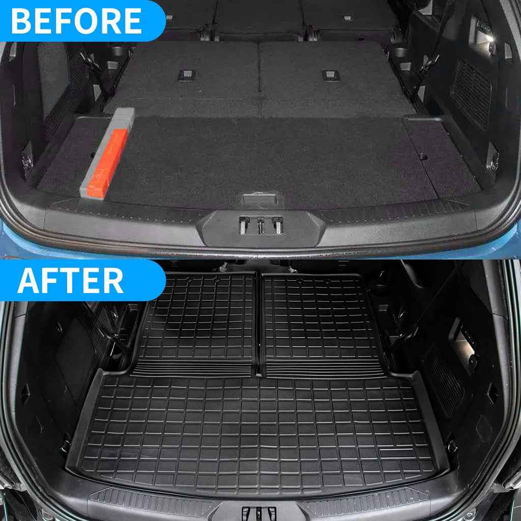 Fit 2020 2021 2022 2023  Explorer Cargo Liner TPE All atmospheric conditions Trunk Mat Back Seat wrap Protector for 6&7 Passenger Explorer Accessories (Trunk Mat with Backrest Mat)