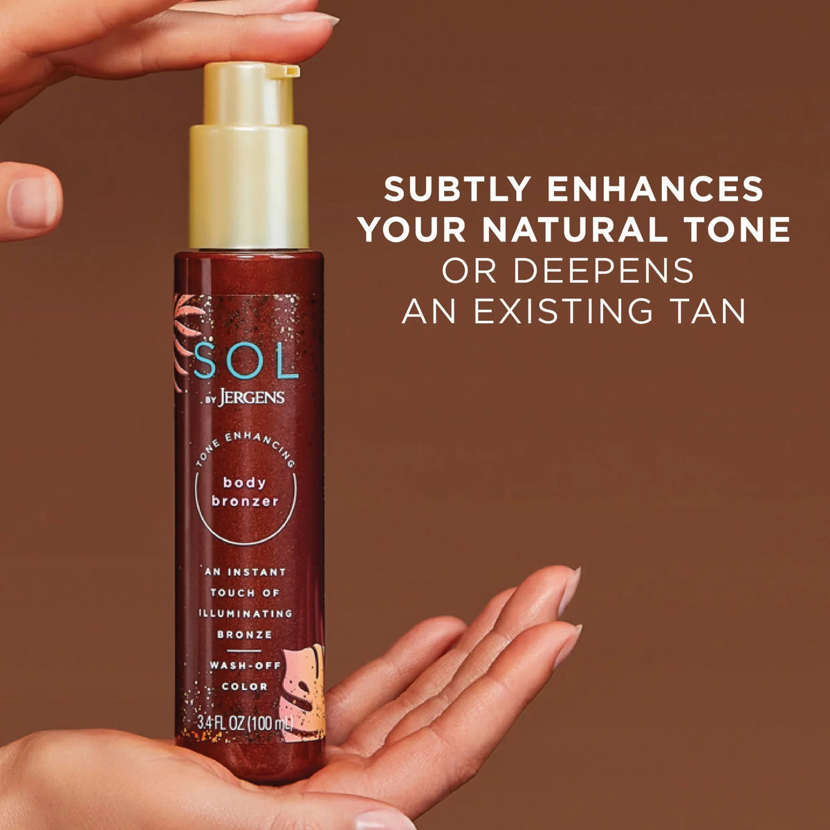SOL by Jergens Self Tanner Body Bronzer,  Sunless Tanner For All Unique Skin Tones, 3.4 fl oz