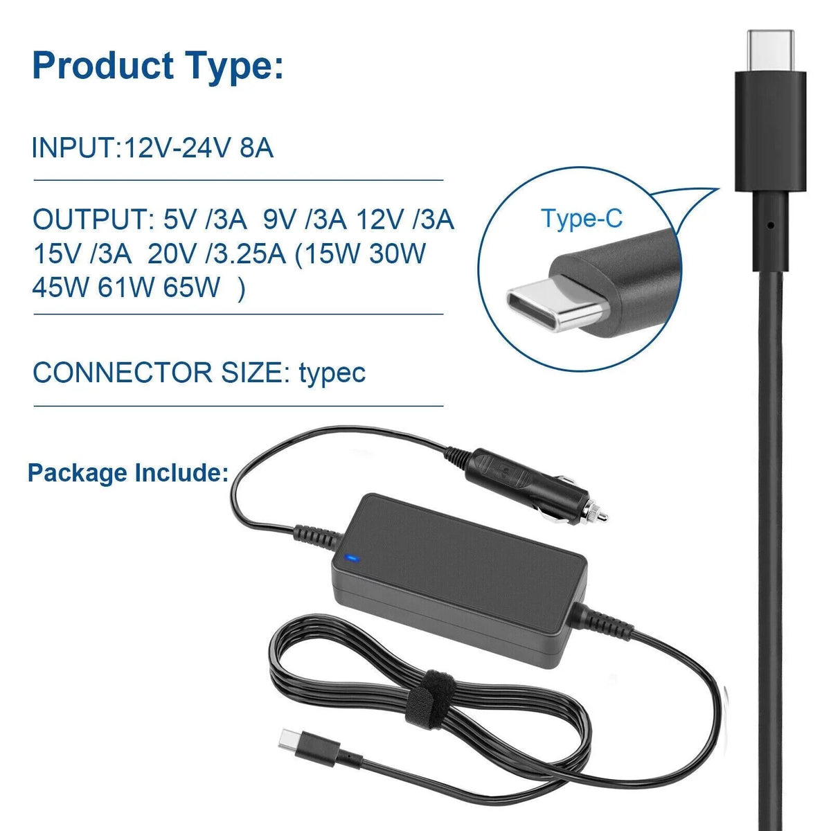 AMSK POWER Car Charger 65W USB-C for  ZBook Firefly 14 inch G10 A Mobile Workstation PC