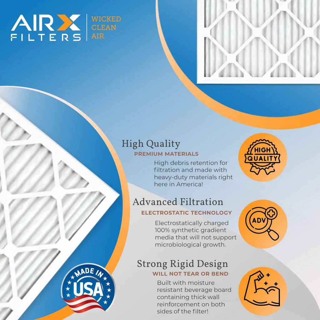 24x24x1 Air Filter MERV 8 Comparable to MPR 700 & FPR 5 Electrostatic Pleated Air Conditioner Filter 4 Pack HVAC AC Premium USA Made 24x24x1 Furnace Filters by AIRX FILTERS WICKED CLEAN AIR.