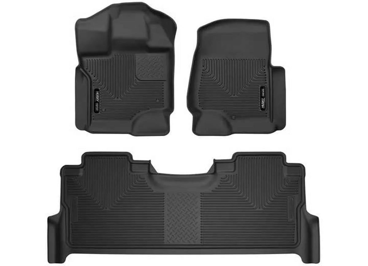 Husky Liners X-act Contour Series Front & 2nd Seat Floor Liners Black Fits 17-22  F-250/F-350/F-450 Crew Cab Carpet Vehicle has factory storage box Fits select: 2017-2023  F250