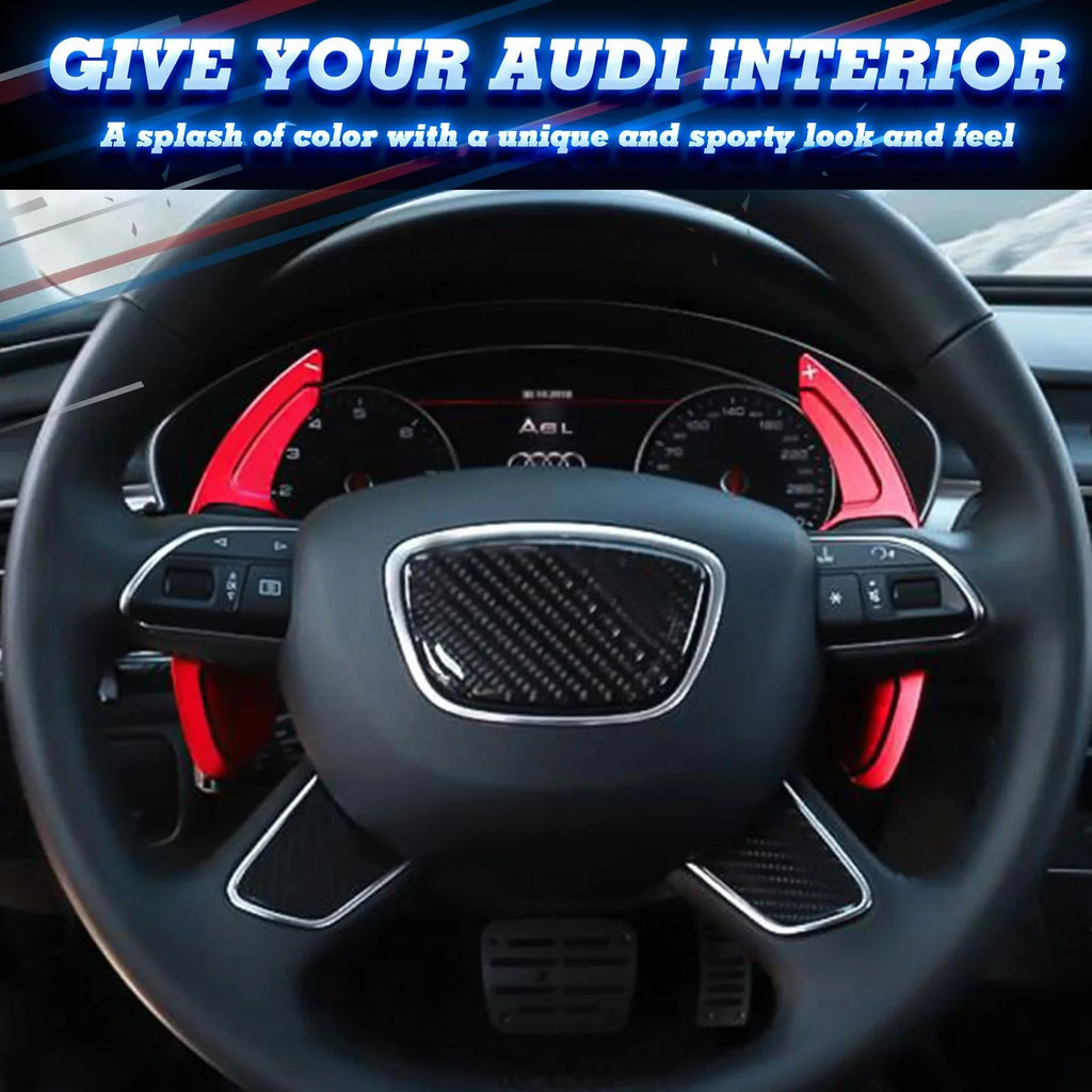 Xotic Tech Steering Wheel Paddle Shifter wrap Trim, CNC Aluminum Alloy, suitable With Audi A3 A4 A5 A6 A7 A8 S3 S4 S5 S6 S7 S8 RS3 RS6 Q3 Q5 SQ5 Q7 (Red)