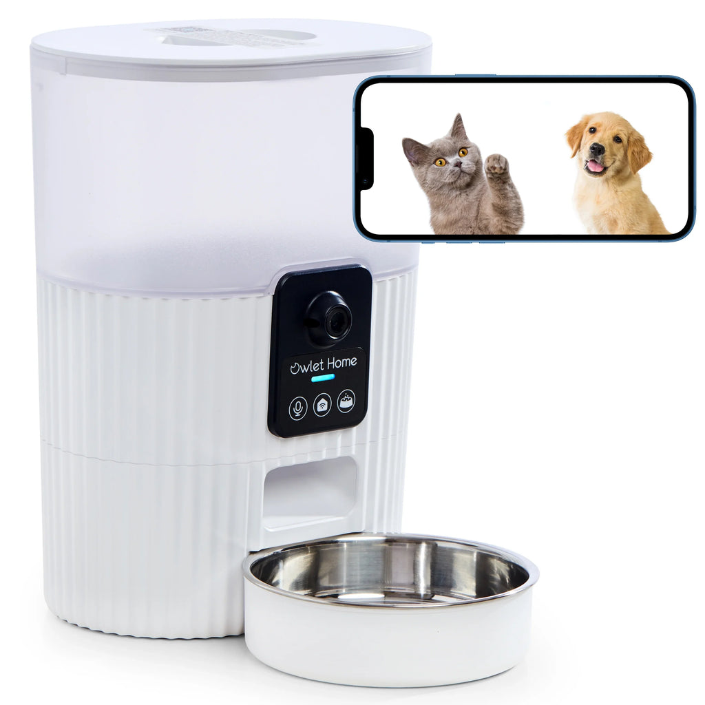 Owlet Home Smart Automatic Pet Feeder with 1080P HD Camera for Cats & Dogs (3.5L), WiFi, Live Video, Auto Night Vision, 2-Way Audio, Works with Alexa & Google Assistant, Motion Alert, No Monthly Fee
