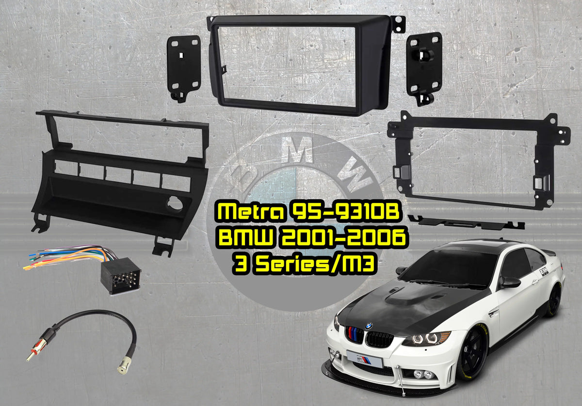 Metra 95-9310B  99-06 3-Series with 5-Switch Panel Vehicle Double DIN Dash Installation Kit with Metra 70-8590 Wiring Harness and Metra 40-VW10 Antenna Adapter