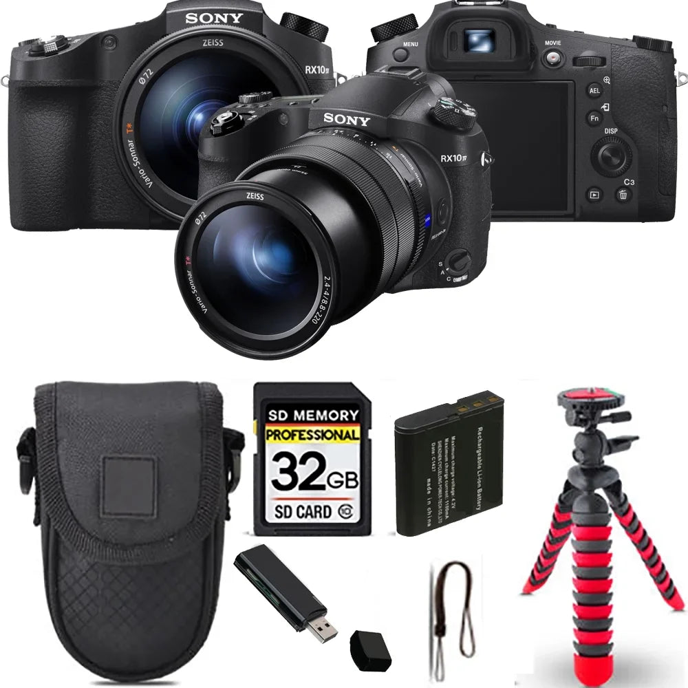 Cyber-shot DSC-RX10 IV Digital Camera + Spider Tripod + Case - 32GB Kit