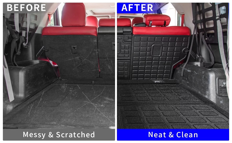 Fit 2010-2023  4Runner Trunk Mat Cargo Mat Cargo Liner Back Seat protector Protector 2022  4 Runner Accessories (Trunk Mat + Backrest Mats,Fit Without Sliding Tray)