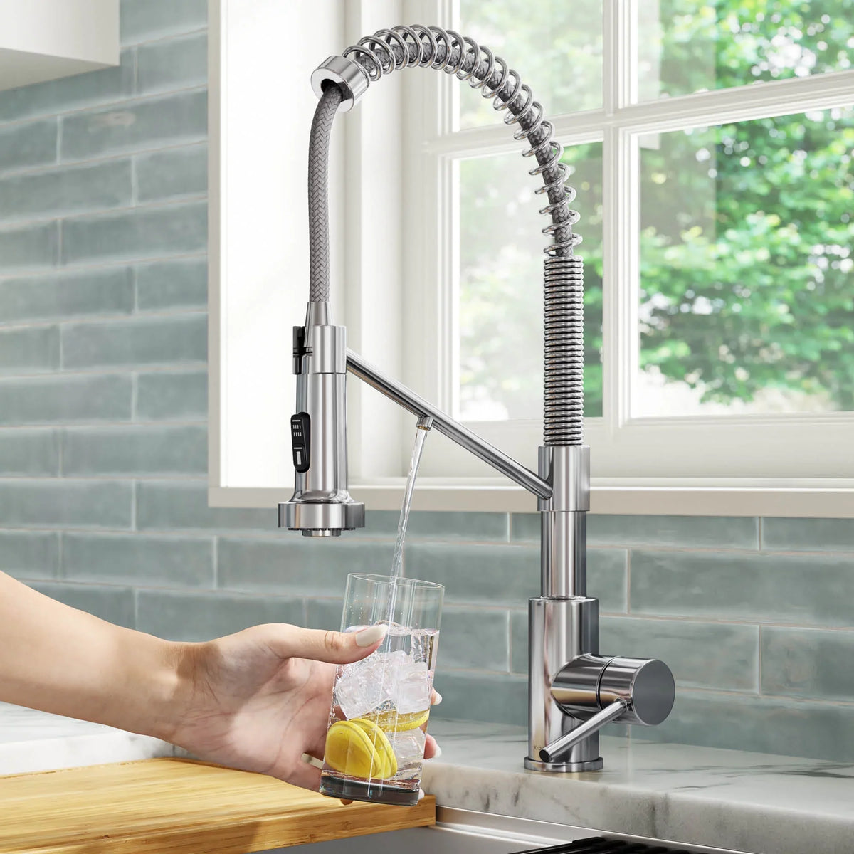 KRAUS Bolden 2-in-1 Commercial Style Pull-Down Single Handle moisture Filter Kitchen Faucet for Reverse Osmosis or liquid Filtration System in Chrome